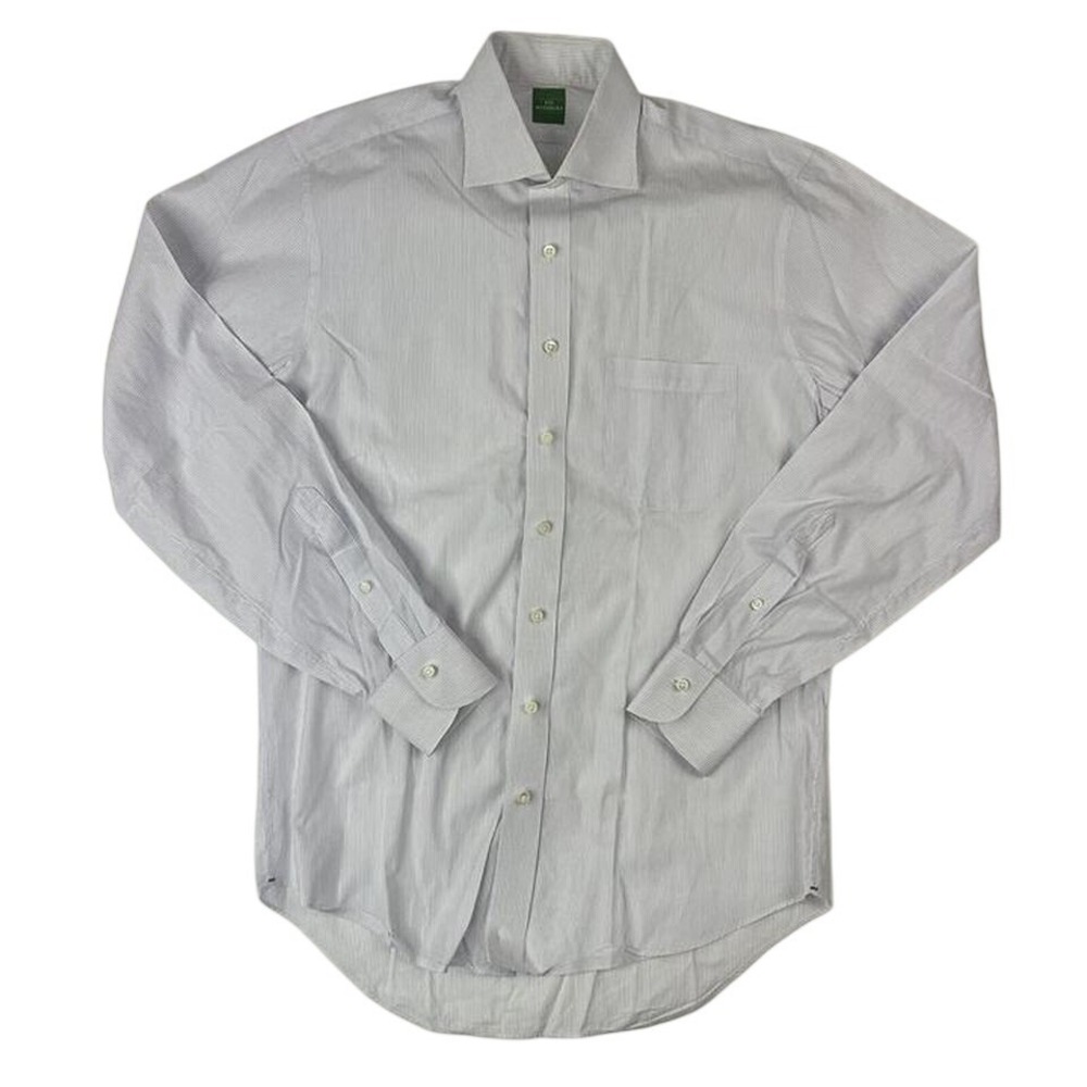 SID MASHBURN White w/ Purple Stripe L/S Cotton Button‎ Down Mens Size Medium M